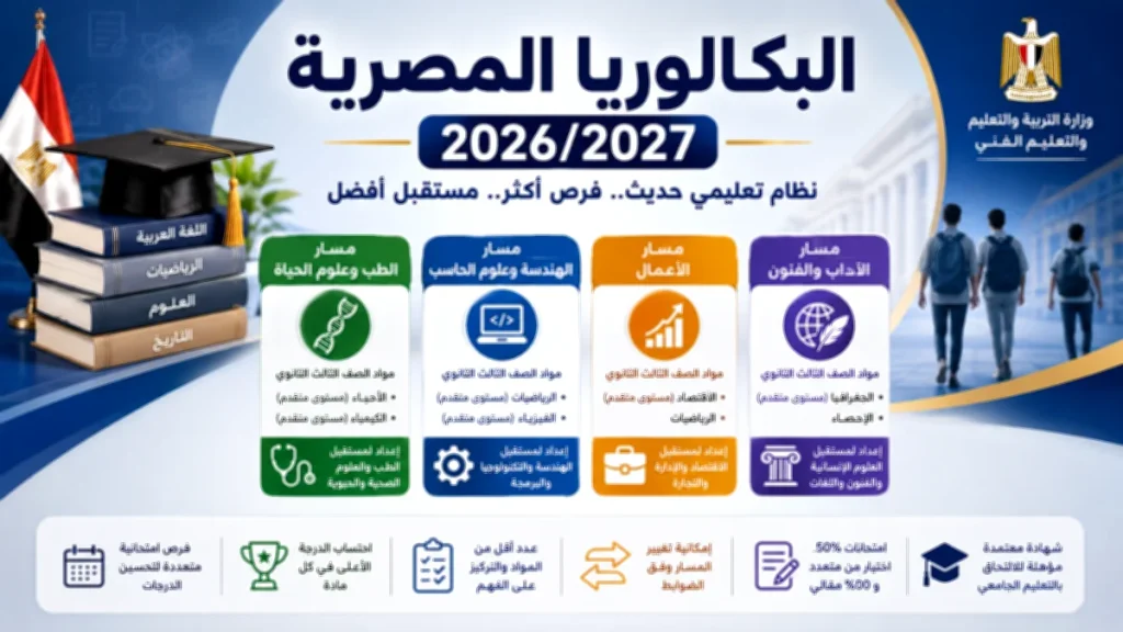البكالوريا المصرية 2026/2027 | كل ما تريد معرفته سؤال وجواب.. المواد والمسارات والامتحانات والدرجات