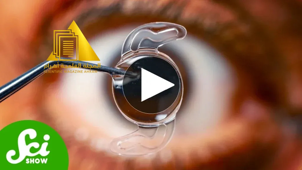 شظية بلاستيكية داخل العين ترمز لاختراعات طب العيون
